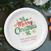 Festif moderne Joyeux Noël Famille Rouge & Vert
