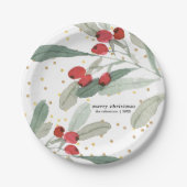 Assiettes En Carton Festif Noël Botanical Dots Or (Devant)