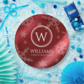 Assiettes En Carton Festif Red Foil Snowflakes Nom du monogramme (Fête)