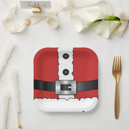 Assiettes En Carton Festif Retro noël costume rouge Santa Claus (Mariage)