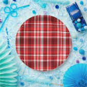 Assiettes En Carton Festif rouge et blanc plaid (Fête)