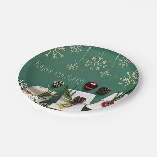 Assiettes En Carton Festif Snowflakes, Noël (Angle)