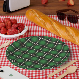 Assiettes En Carton Festif Vert Plaid À damiers Plaques Motifs