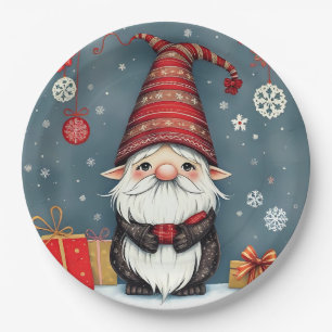 Assiettes En Carton Festin de Noël cosy gnome en déguisement
