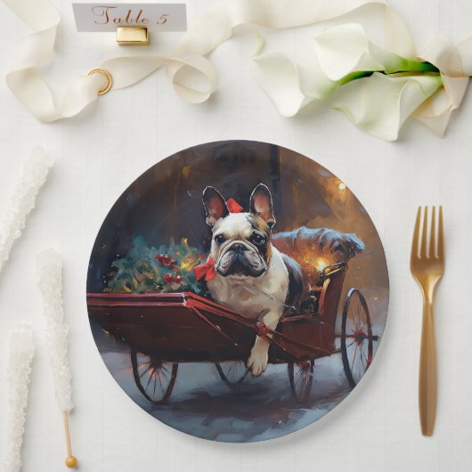 Assiettes En Carton Festin de Noël de Bulldog en France (Mariage)
