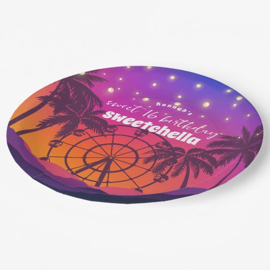 Assiettes En Carton Festival de musique | Ferris Wheel Palms Sweet 16 (Angle)