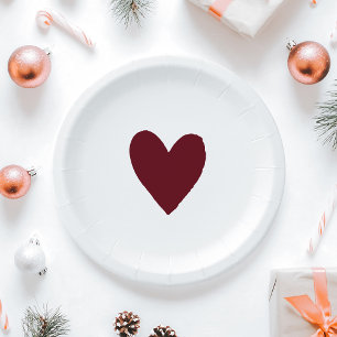 Assiettes En Carton Festival d'hiver moderne Baby shower rouge Bourgog