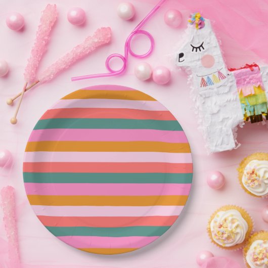 Assiettes En Carton Festive Bright Stripe (Fête)