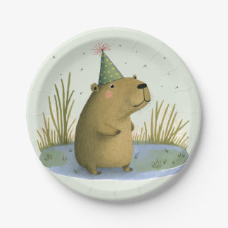 Assiettes En Carton Festive Capybara Plaques papier Casquette d'annive