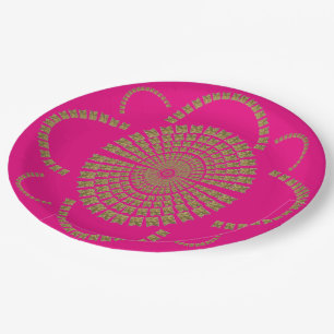 Assiettes En Carton Festive Chic Gold Hot Pink Party