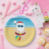 Assiettes En Carton Festive Christmas Beach Père Noël Holiday (Fête)