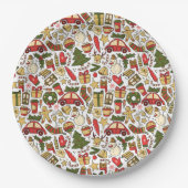 Assiettes En Carton Festive Christmas Doodle Paper Plate (Devant)