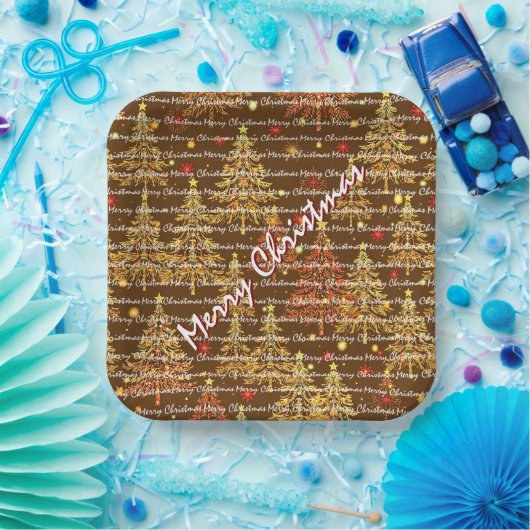 Assiettes En Carton Festive Christmas Luxury Christmas Trees (Fête)