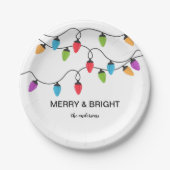 Assiettes En Carton Festive Christmas String Lights Personalized (Devant)