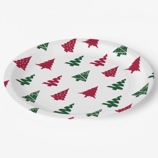 Assiettes En Carton Festive Christmas Tree Paper Plates (Angle)