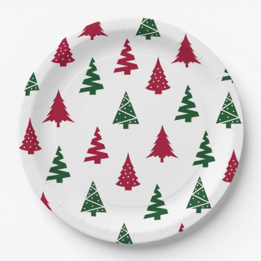 Assiettes En Carton Festive Christmas Tree Paper Plates (Devant)