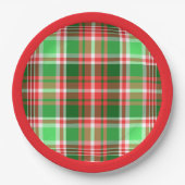 Assiettes En Carton Festive classique rouge vert blanc Noël Plaid (Devant)