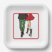 Assiettes En Carton Festive Couple Noël (Recto)