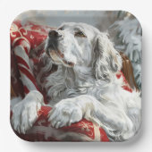Assiettes En Carton Festive de Noël de Chien Setter anglais (Recto)
