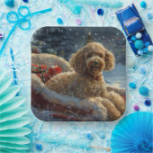 Assiettes En Carton Festive de Noël du chien de caniche (Fête)