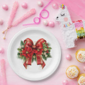 Assiettes En Carton Festive de Noël rouge et or (Fête)