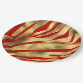 Assiettes En Carton Festive de Zèbre rouge et or (Angle)