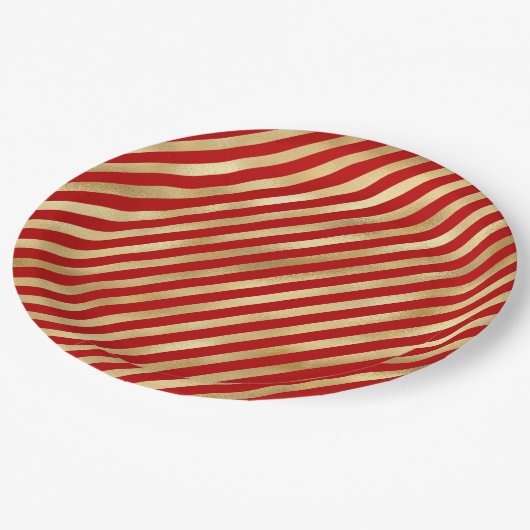 Assiettes En Carton Festive Diagonal Rouge et Or (Angle)