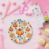 Assiettes En Carton Festive Fall Pumpkins and Chrysanthemums (Fête)