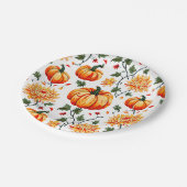 Assiettes En Carton Festive Fall Pumpkins and Chrysanthemums (Angle)