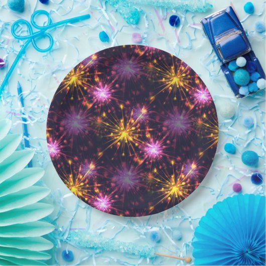 Assiettes En Carton Festive feux d'artifice des coeurs (Fête)