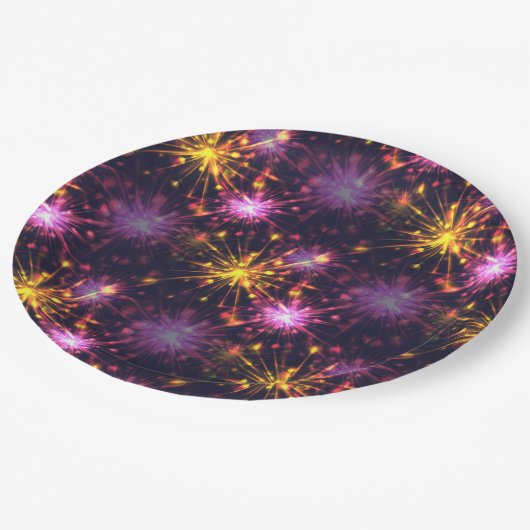 Assiettes En Carton Festive feux d'artifice des coeurs (Angle)