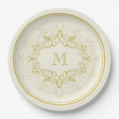 Assiettes En Carton Festive Foliage Déco Cadre Monogram Classy Holiday (Devant)