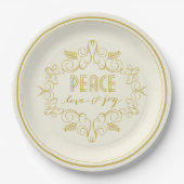 Assiettes En Carton Festive Foliage Deco Peace Love Joy Festive (Devant)