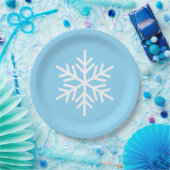 Assiettes En Carton Festive Fun White Alpine Snowflake On Light Blue (Fête)