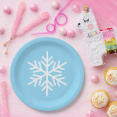 Assiettes En Carton Festive Fun White Alpine Snowflake On Light Blue (Fête)