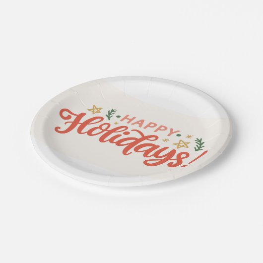 Assiettes En Carton Festive Happy Holidays Design (Angle)