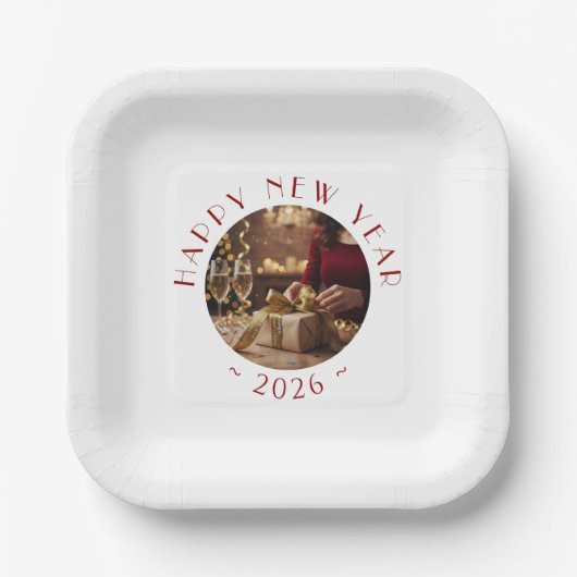 Assiettes En Carton Festive Happy New Year Custom Photo Text Party (Recto)