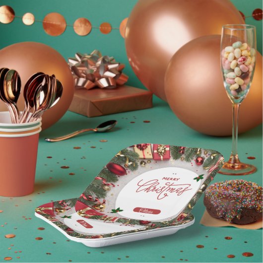 Assiettes En Carton Festive Holiday Celebration Party Design (Multi)