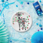 Assiettes En Carton Festive Holiday Zebra, lumières scintillantes (Fête)