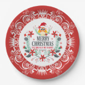 Assiettes En Carton Festive Joyeux Noël Wreath & White Crown Frame (Devant)