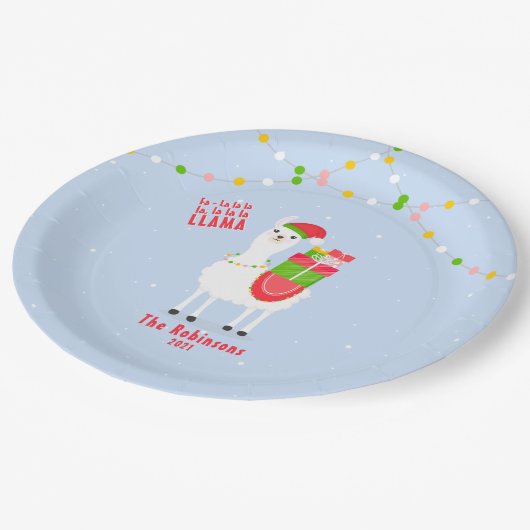 Assiettes En Carton Festive Llama Christmas (Angle)