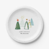 Assiettes En Carton Festive Moderne Aquarelle Noël Arbres de Noël (Devant)