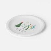 Assiettes En Carton Festive Moderne Aquarelle Noël Arbres de Noël (Angle)