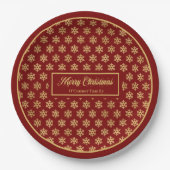 Assiettes En Carton Festive Paper Plates Red Gold Christmas Snowflakes (Devant)