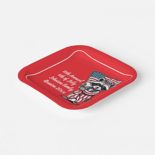 Assiettes En Carton Festive Raccoon 4 juillet Célébration (Angulaire)