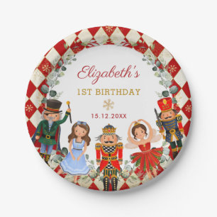 Assiettes En Carton Festive Red Gold Nutcracker Anniversaire Fête Fête