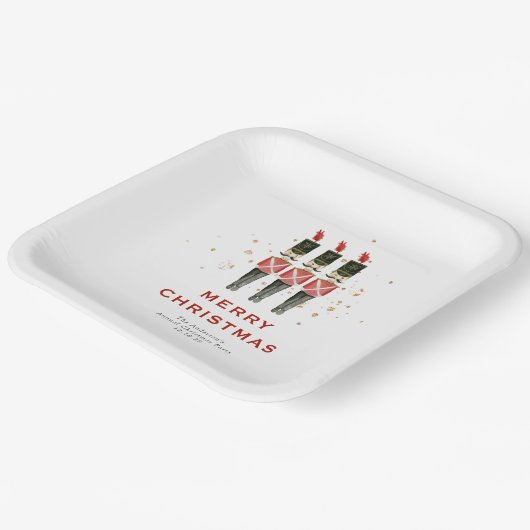 Assiettes En Carton Festive Red & Gold Nutcracker Noël (Angulaire)