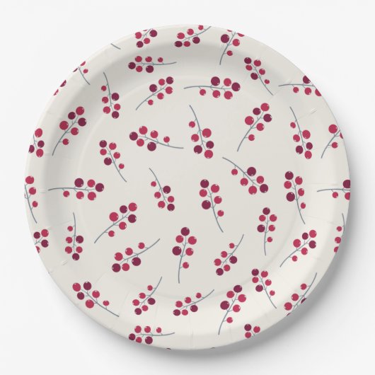 Assiettes En Carton Festive Red Pip Berries vacances (Devant)