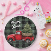 Assiettes En Carton Festive Red Truck with Christmas Tree Paper Plates (Fête)