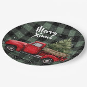 Assiettes En Carton Festive Red Truck with Christmas Tree Paper Plates (Angle)